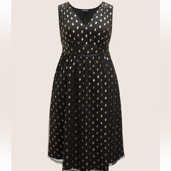 BloomChic Size M Glitter Polka Dot Pocket Patchwork Tank Dress us size 10 - Picture 6 of 6